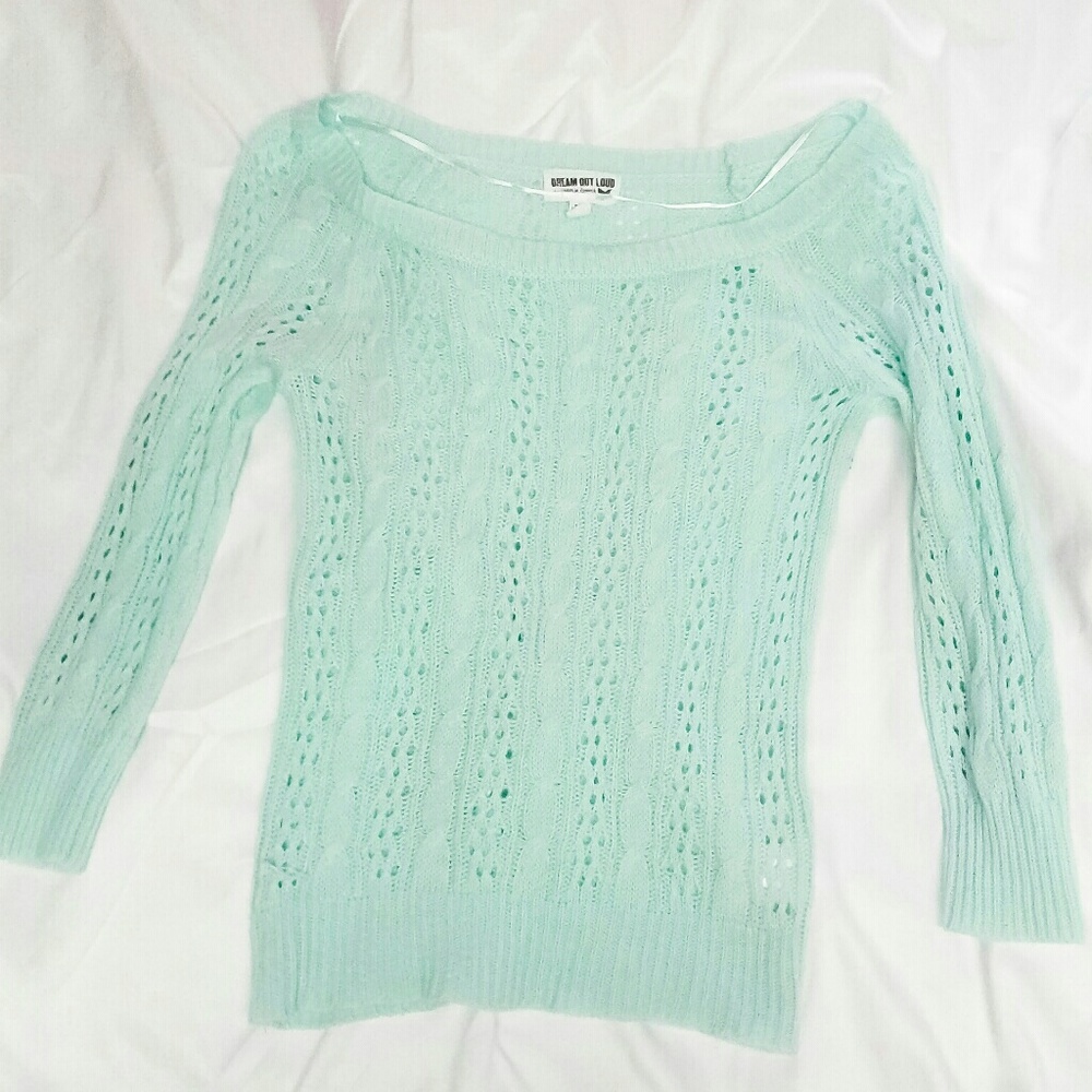 Dream Out Loud Teal Aqua Knit Sweater Selena Gomez
